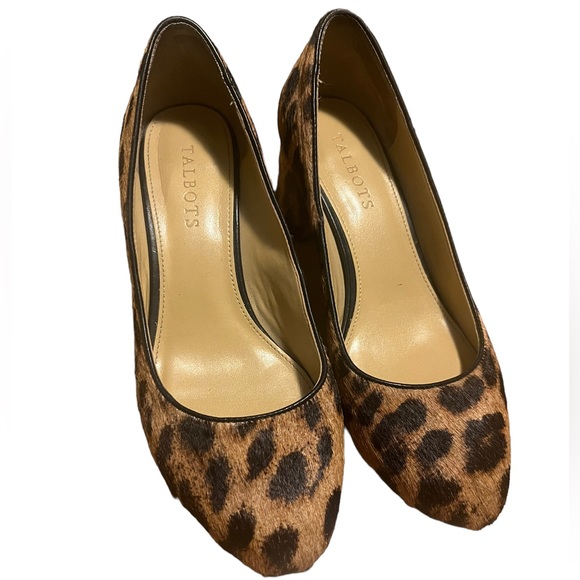 NWOT Talbots Women's Shoes Leopard Print Cow Leather Heels - Picture 2 of 5